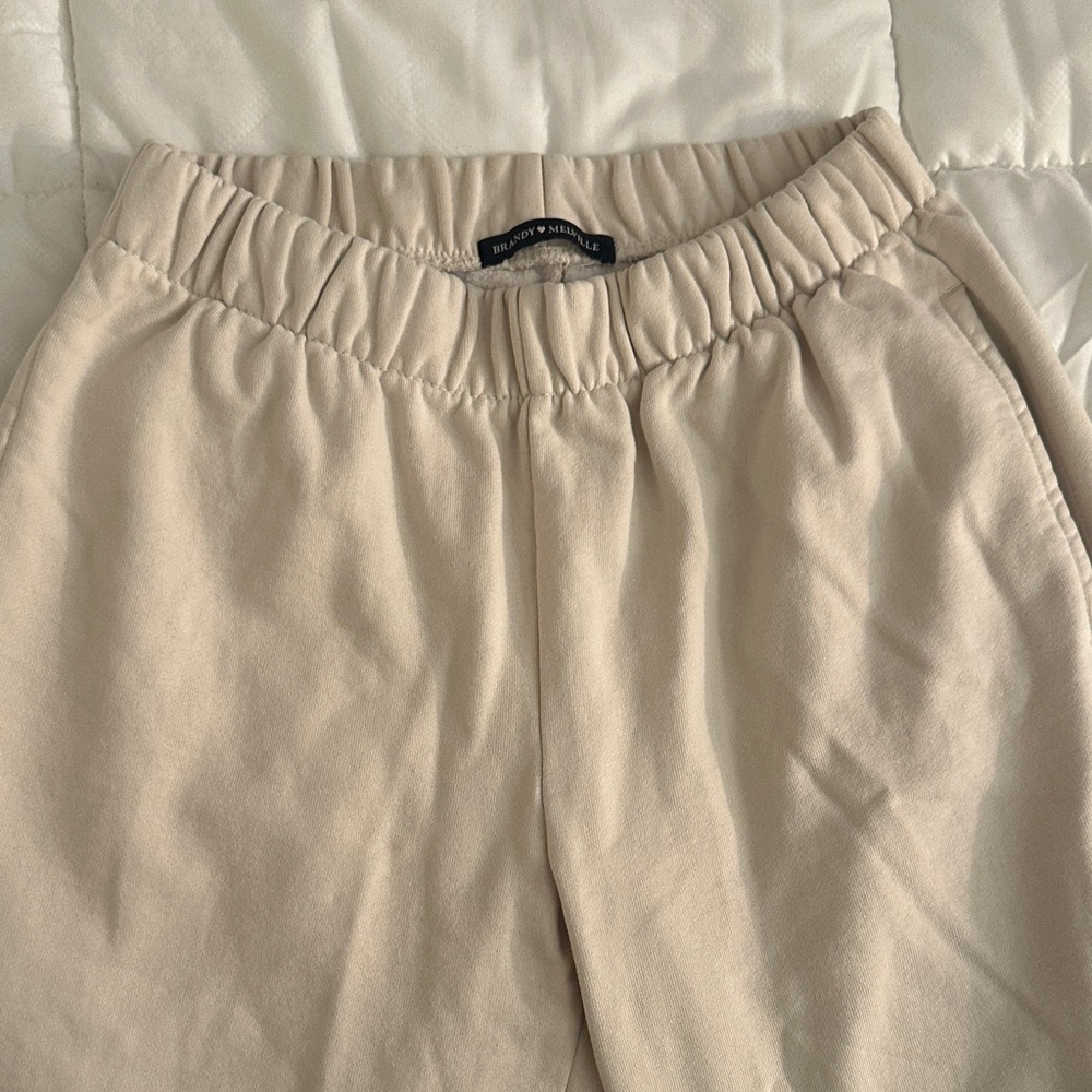 Brandy Melville Neutral Beige Elastic-Waist Joggers